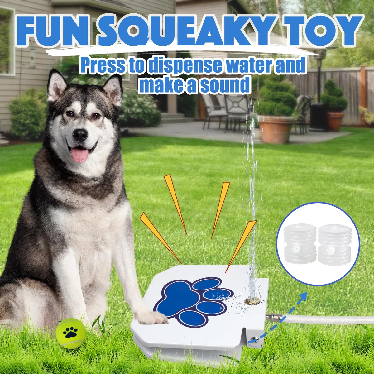 BACOENG Fontanella per Cani e Animali Domestici con Doppio separatore, Abbeveratoio per Cane con Corda, Dispenser Acqua Potabile a Pedale con Set di Valvole Premier in Rame (Blu)