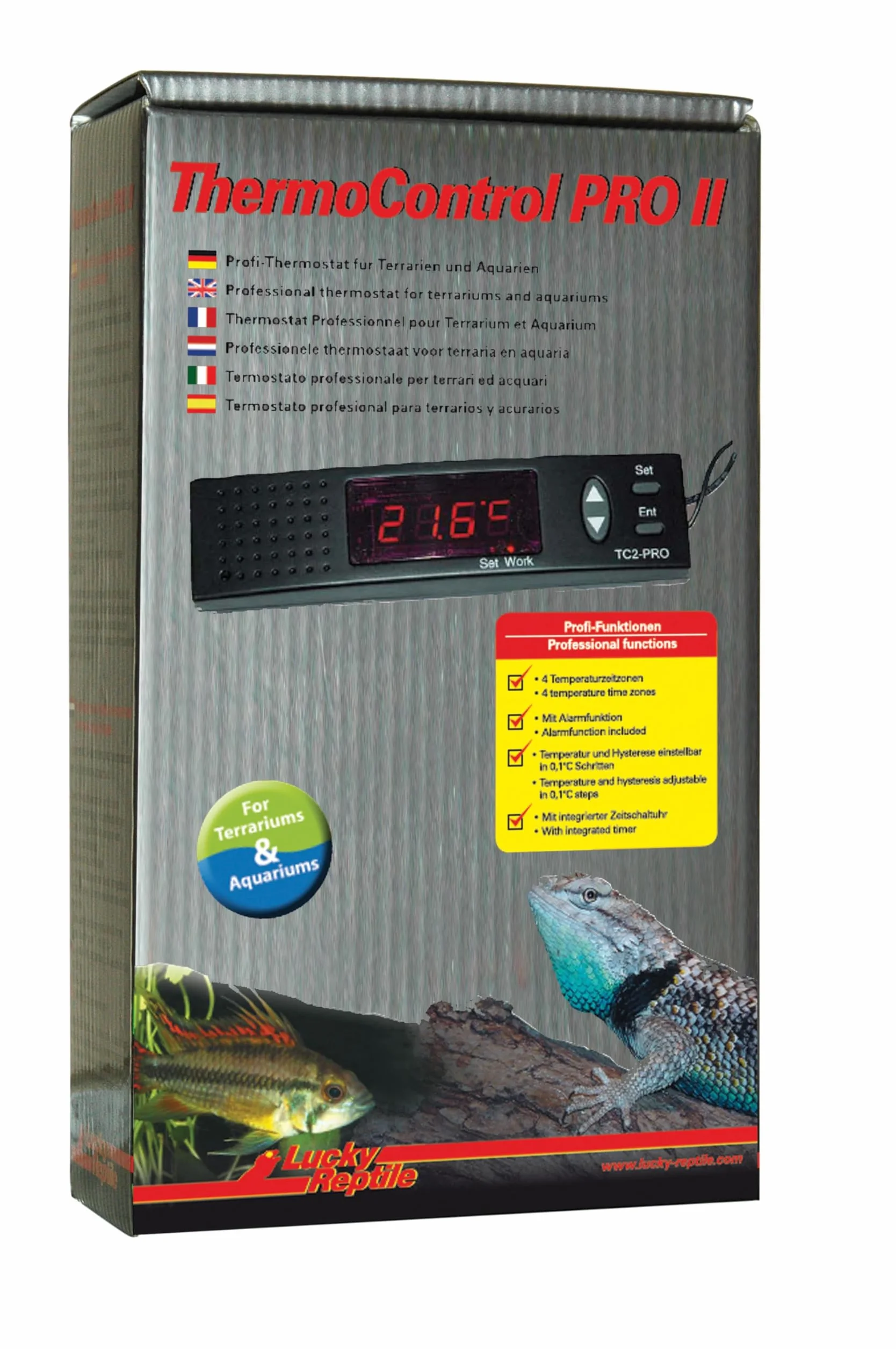 Lucky Reptile CLT060 Thermo Control PRO II, termostato elettronico con timer e battuta d'arresto notturno, 1 pezzo (pacchetto di 1)