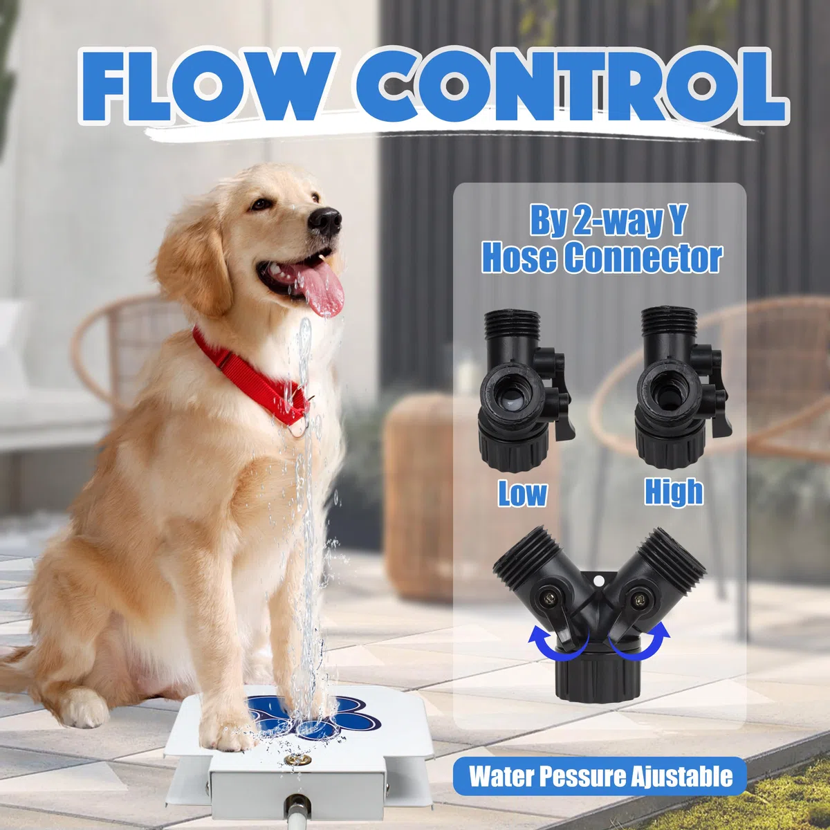 BACOENG Fontanella per Cani e Animali Domestici con Doppio separatore, Abbeveratoio per Cane con Corda, Dispenser Acqua Potabile a Pedale con Set di Valvole Premier in Rame (Blu)