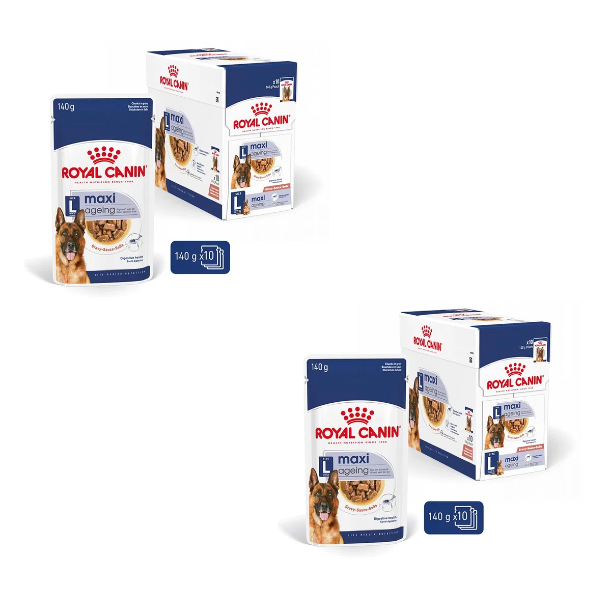 Royal Canin Maxi Ageing 8+ | Confezione Doppia | 2 x 10 x 140 g | Alimento completo per cani | Per cani grandi anziani e senior (26 a 44 kg) | A partire dai 5 anni