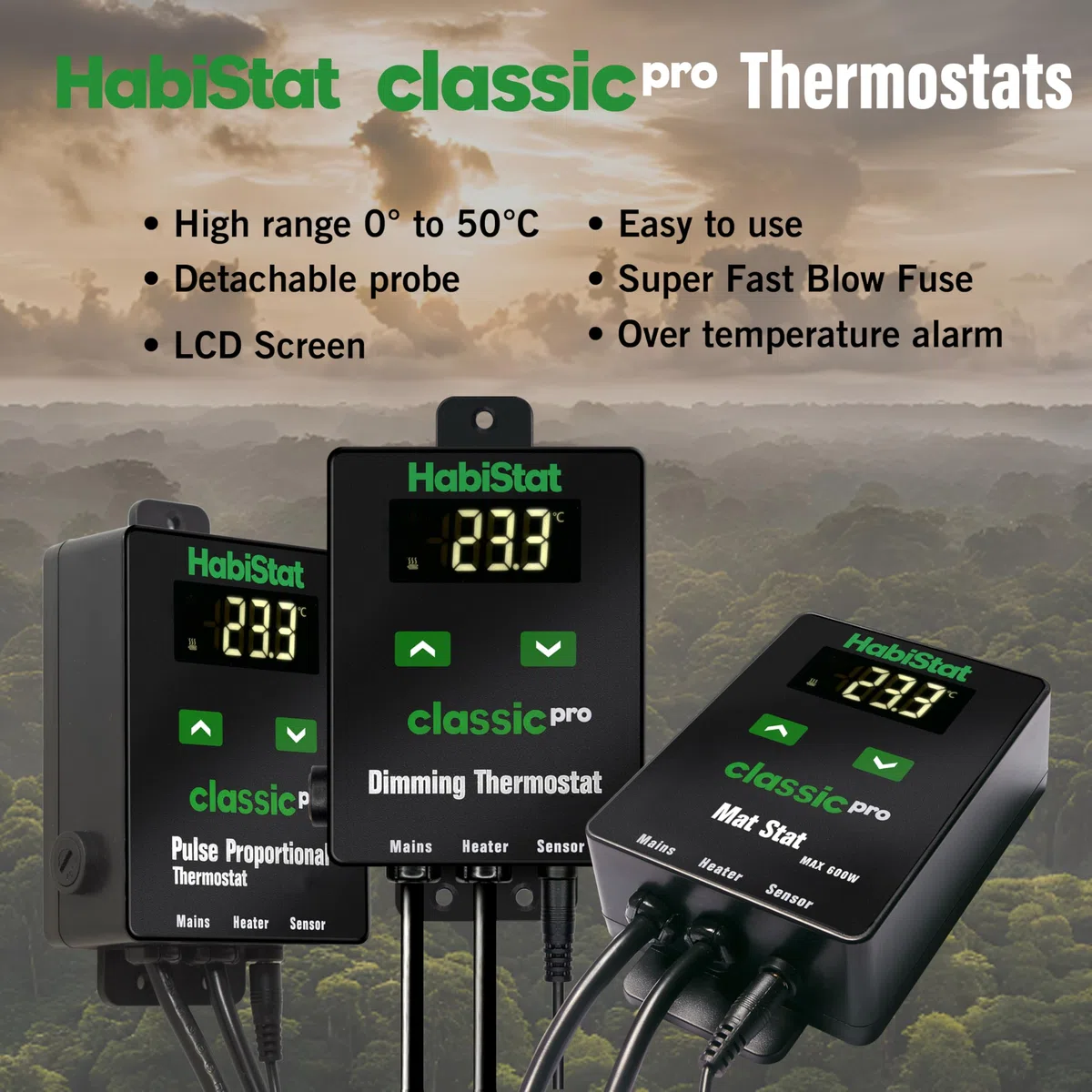 Habistat Classic Pro - Termostato dimmerabile per terrario, nero, 450 Watt, per terrario interno, termostato per rettili, regolatore di temperatura per animali domestici, serpenti, gechi, draghi