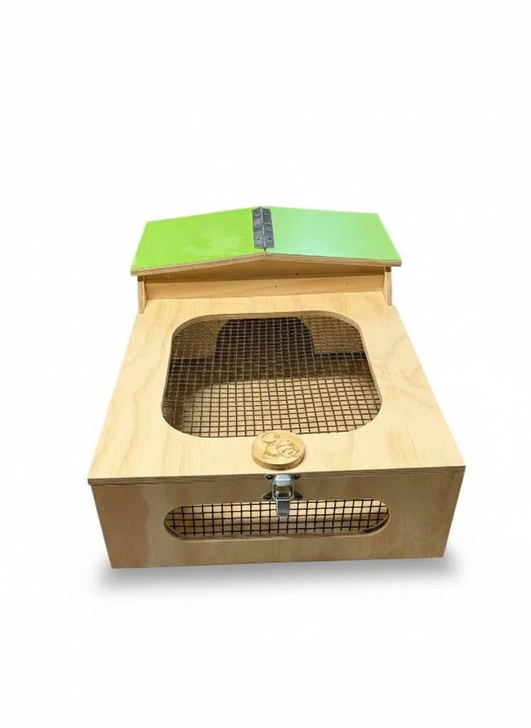 Casetta teca terrario tartarugario casa per taratarughe tartaruga di terra rettili recinto gabbia trasportino 60x40x23h tetto Verde