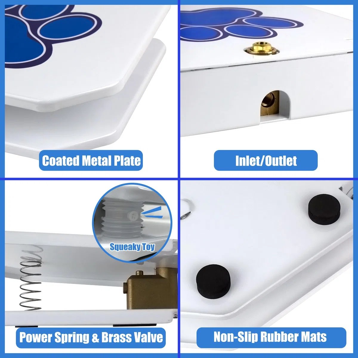 BACOENG Fontanella per Cani e Animali Domestici con Doppio separatore, Abbeveratoio per Cane con Corda, Dispenser Acqua Potabile a Pedale con Set di Valvole Premier in Rame (Blu)
