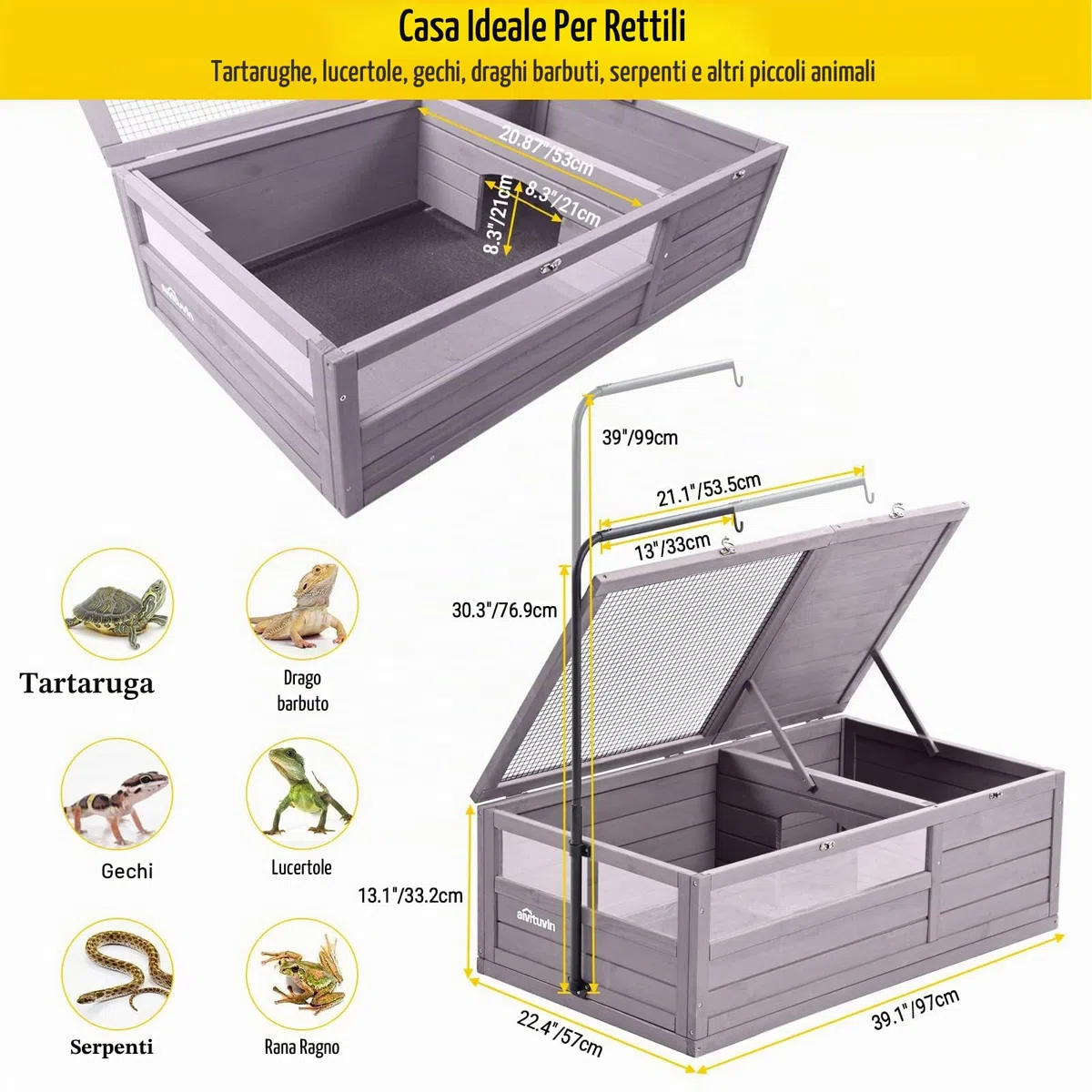 Aivituvin Recinzioni in legno tartaruga, gabbia per rettili all'aperto dell'habitat della tartaruga Versione aggiornata