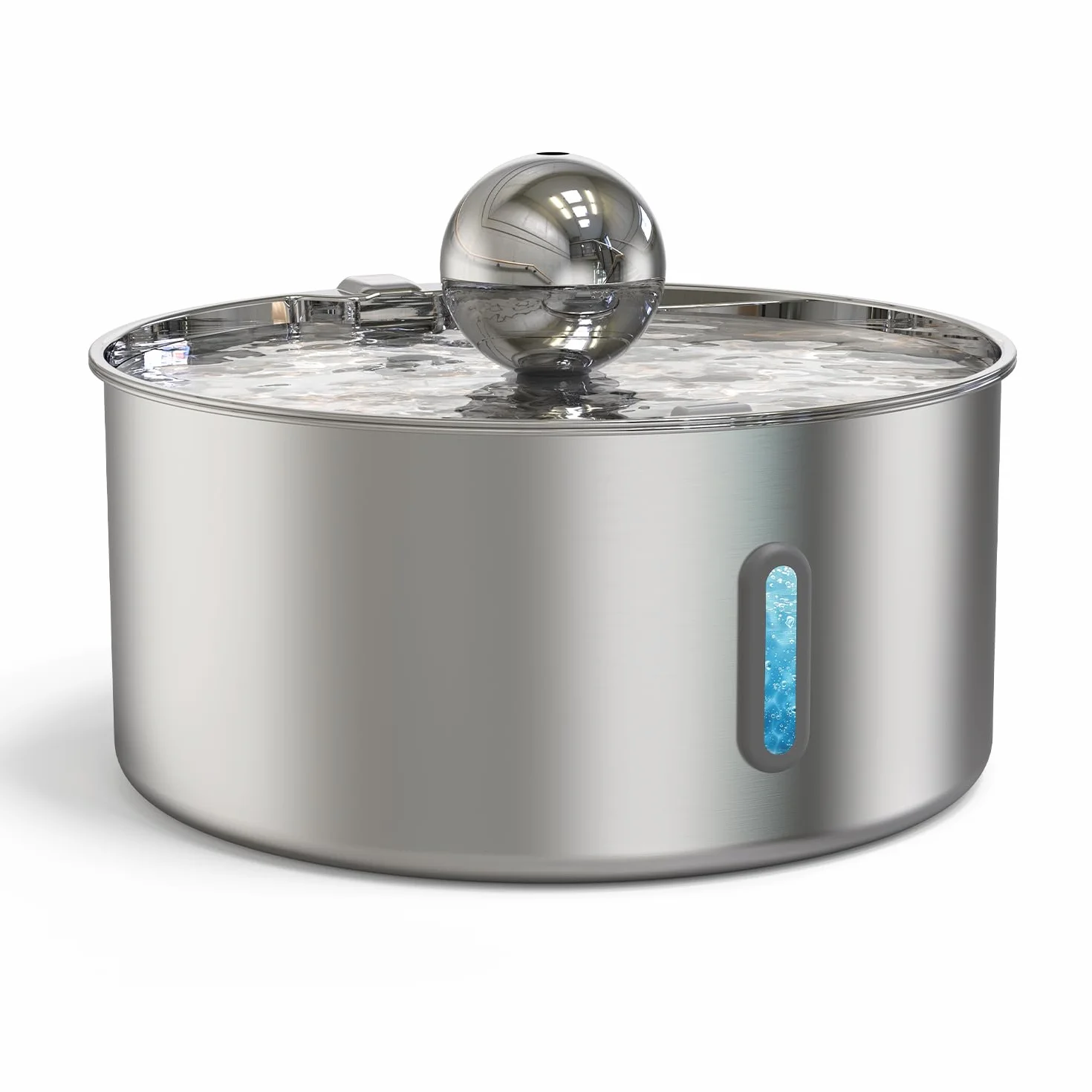 Fontana in acciaio inox, 7 l, per cani e gatti, in acciaio inox, con filtrazione a 5 strati e luce LED, pompa ultraleggera con protezione da sovraccarico per cani di grossa/più gatti, con 3 filtri