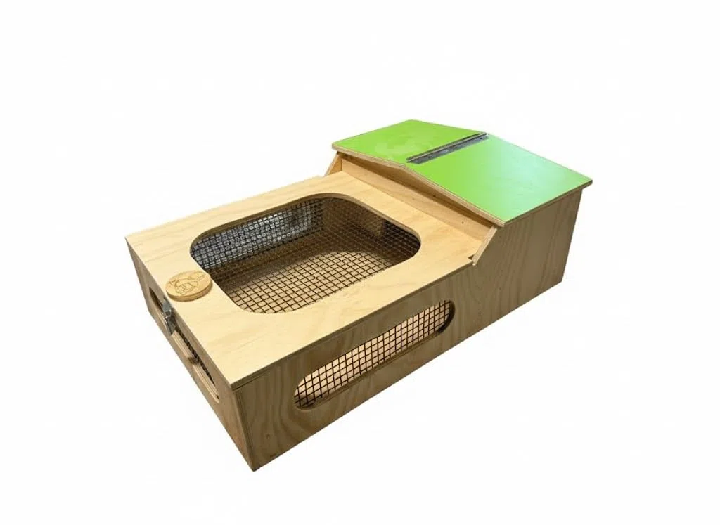 Casetta teca terrario tartarugario casa per taratarughe tartaruga di terra rettili recinto gabbia trasportino 60x40x23h tetto Verde